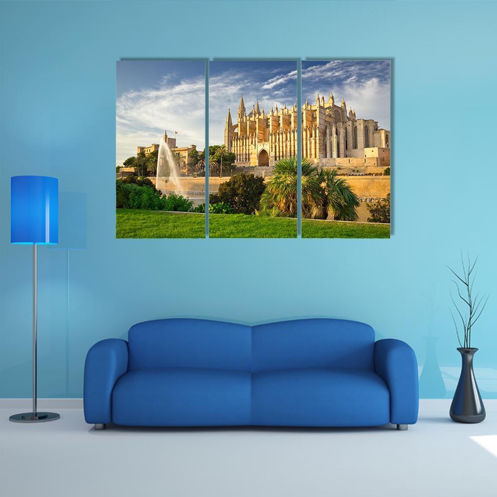 Palma Cathedral Spain Canvas Wall Art-3 Horizontal-Gallery Wrap-37" x 24"-Tiaracle