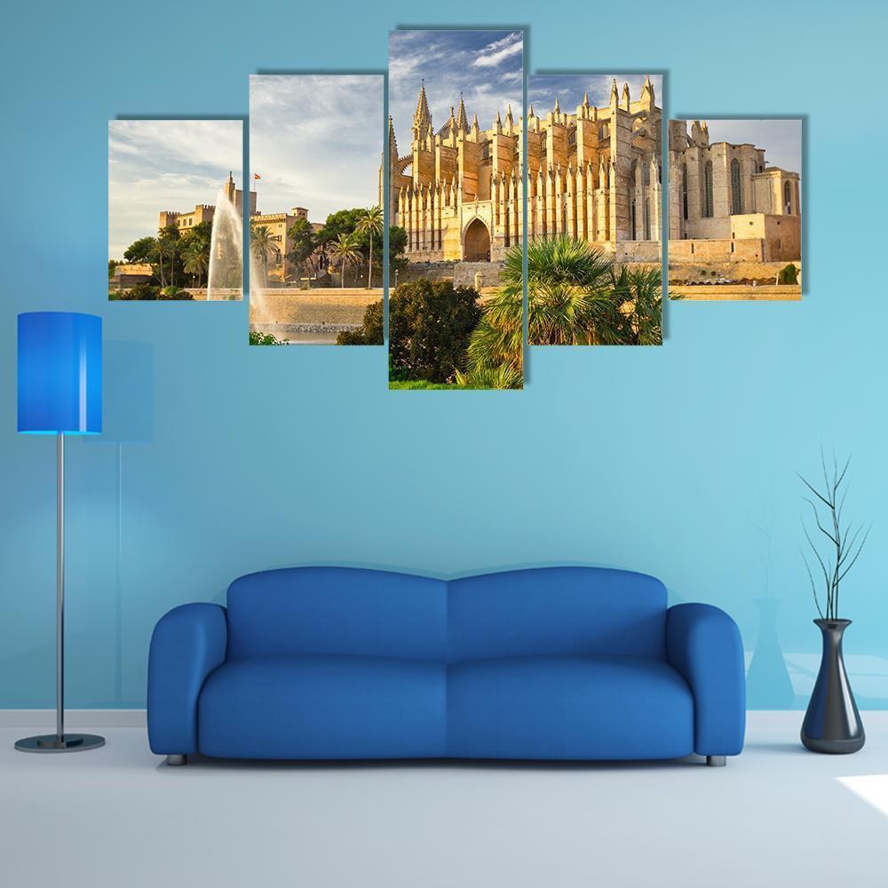 Palma Cathedral Spain Canvas Wall Art-5 Star-Gallery Wrap-62" x 32"-Tiaracle