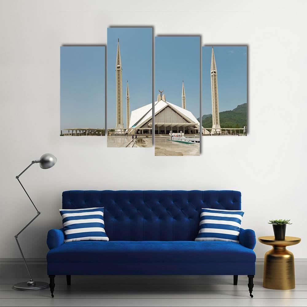 Faisal Mosque In Islamabad Canvas Wall Art-4 Pop-Gallery Wrap-50" x 32"-Tiaracle