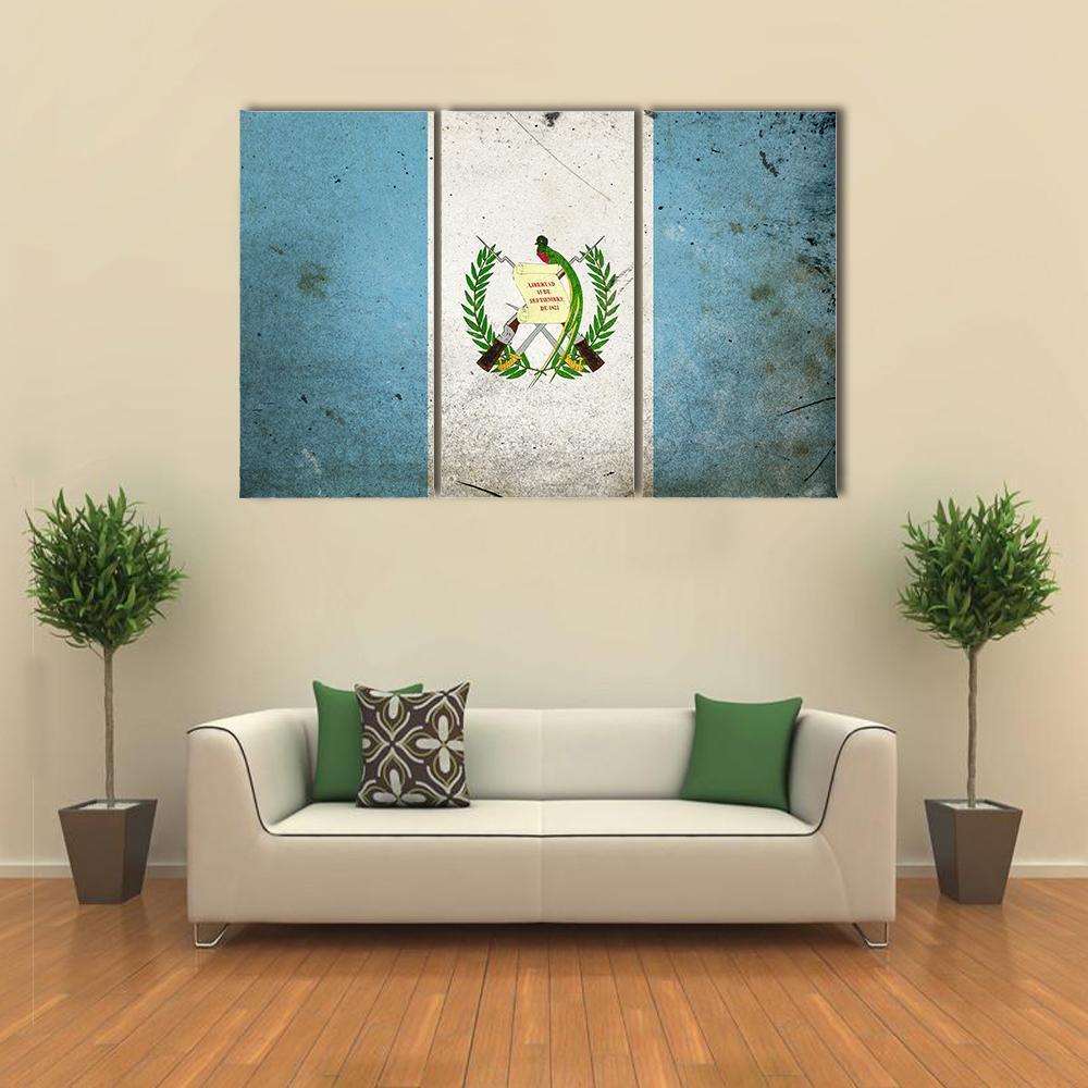 The Flag Of Guatemala Canvas Wall Art-3 Horizontal-Gallery Wrap-37" x 24"-Tiaracle
