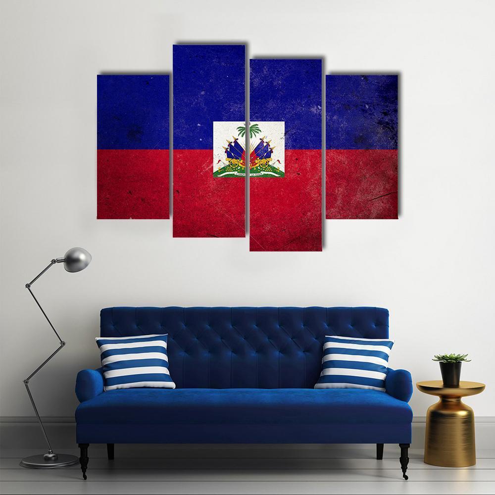 Flag Of Haiti Canvas Wall Art-4 Pop-Gallery Wrap-50" x 32"-Tiaracle