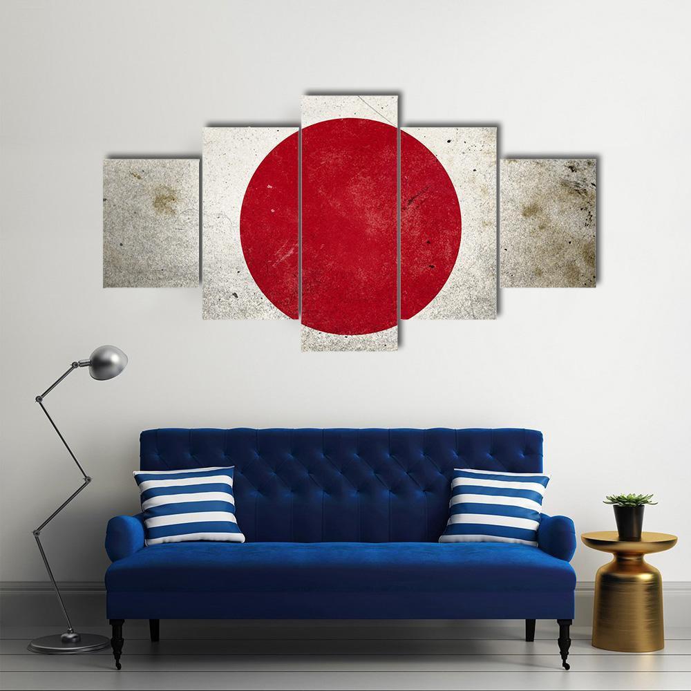 Flag Of Japan Canvas Wall Art-5 Star-Gallery Wrap-62" x 32"-Tiaracle