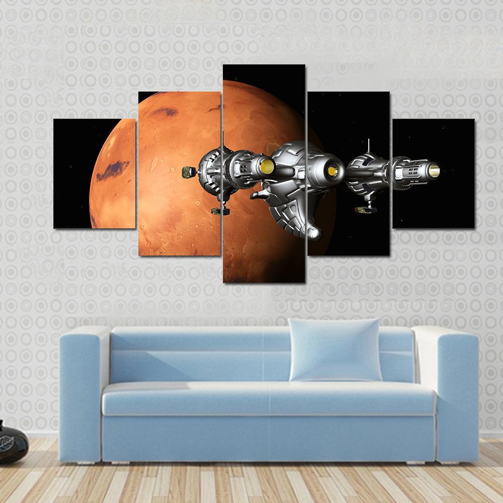 The Flight To Mars Canvas Wall Art-5 Star-Gallery Wrap-62" x 32"-Tiaracle