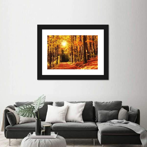 The Forest In Autumn Canvas Wall Art-1 Piece-Framed Print-20" x 16"-Tiaracle