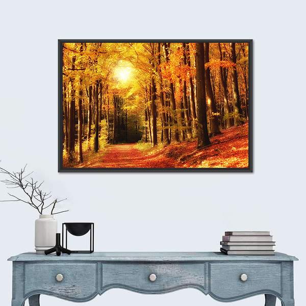 The Forest In Autumn Canvas Wall Art-3 Horizontal-Gallery Wrap-25" x 16"-Tiaracle