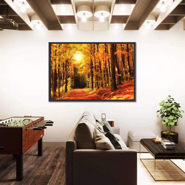 The Forest In Autumn Canvas Wall Art-3 Horizontal-Gallery Wrap-25" x 16"-Tiaracle