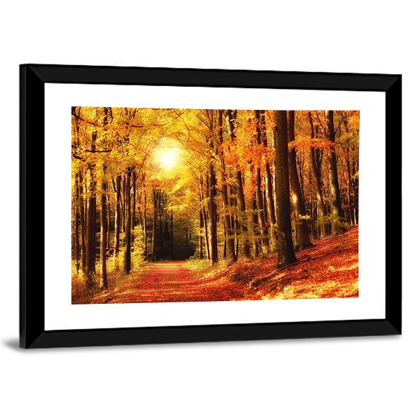 The Forest In Autumn Canvas Wall Art-3 Horizontal-Gallery Wrap-25" x 16"-Tiaracle