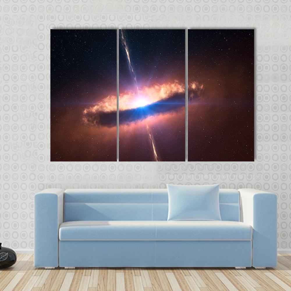 Galaxy System With Bright Optical Centre Element Canvas Wall Art-3 Horizontal-Gallery Wrap-37" x 24"-Tiaracle