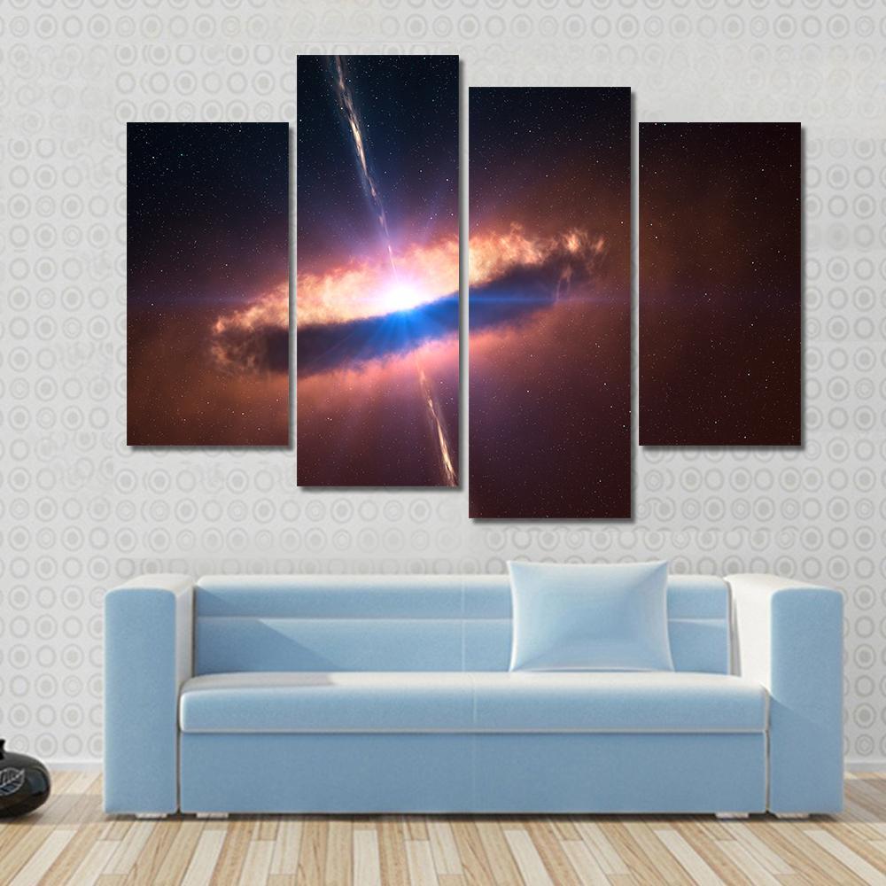 Galaxy System With Bright Optical Centre Element Canvas Wall Art-4 Pop-Gallery Wrap-50" x 32"-Tiaracle