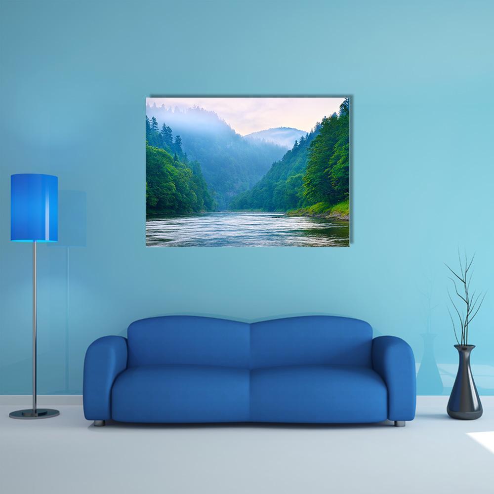 The Gorge Of Mountain River Canvas Wall Art-1 Piece-Gallery Wrap-48" x 32"-Tiaracle