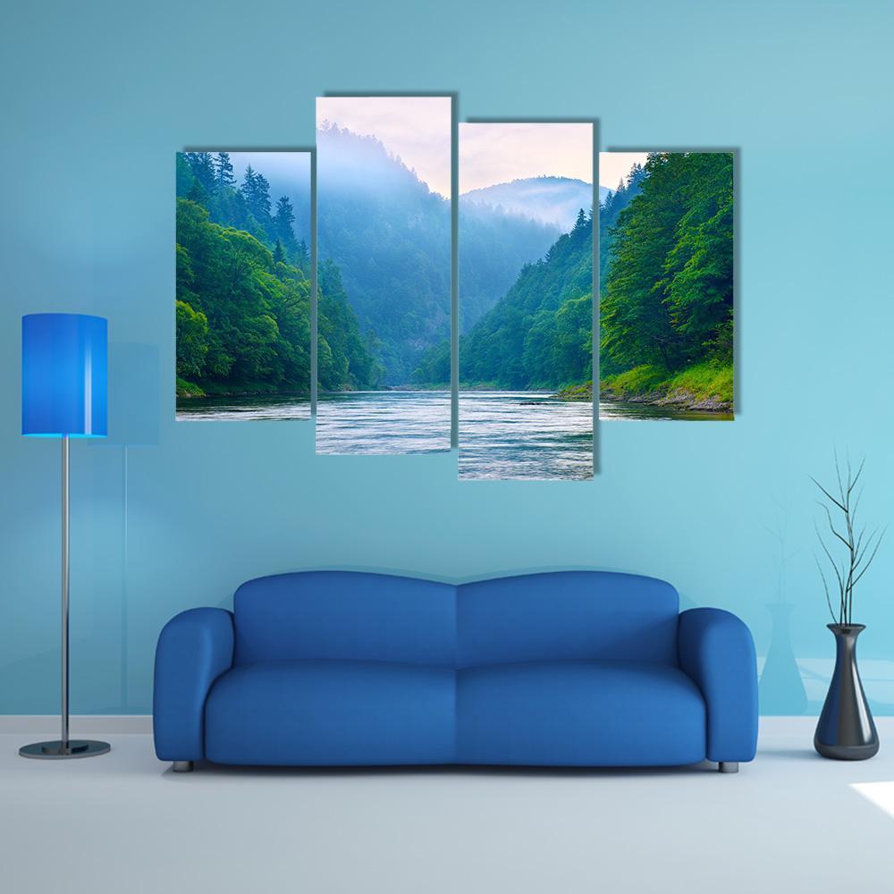 The Gorge Of Mountain River Canvas Wall Art-4 Pop-Gallery Wrap-50" x 32"-Tiaracle