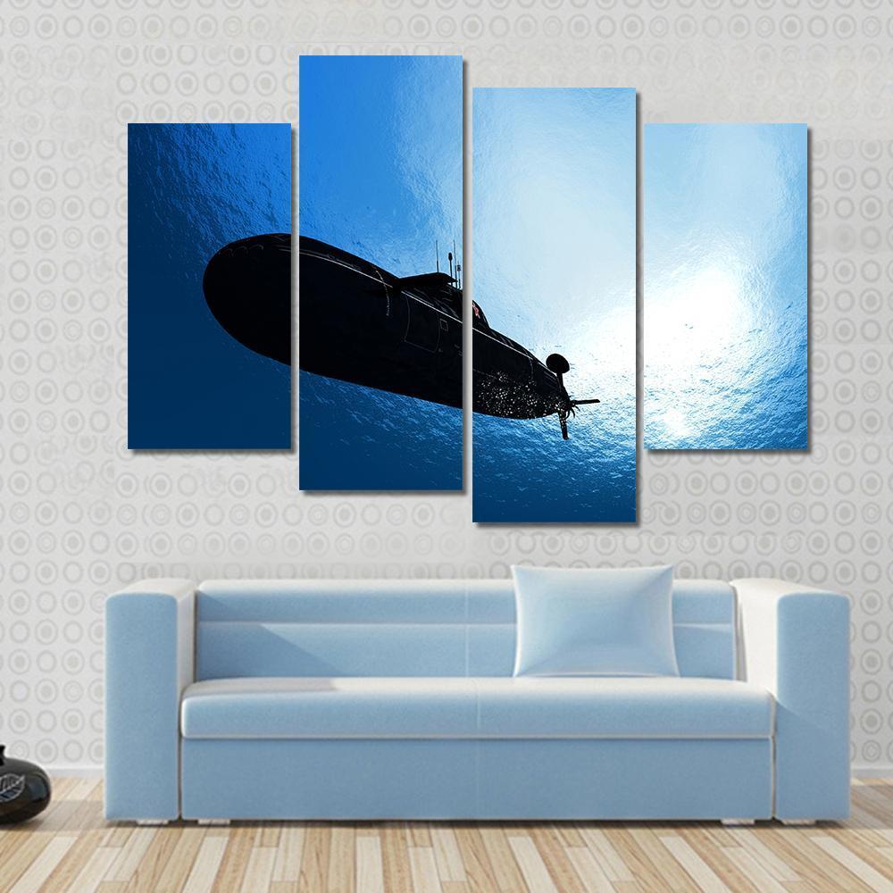 Military Submarine In Sea Canvas Wall Art-4 Pop-Gallery Wrap-50" x 32"-Tiaracle