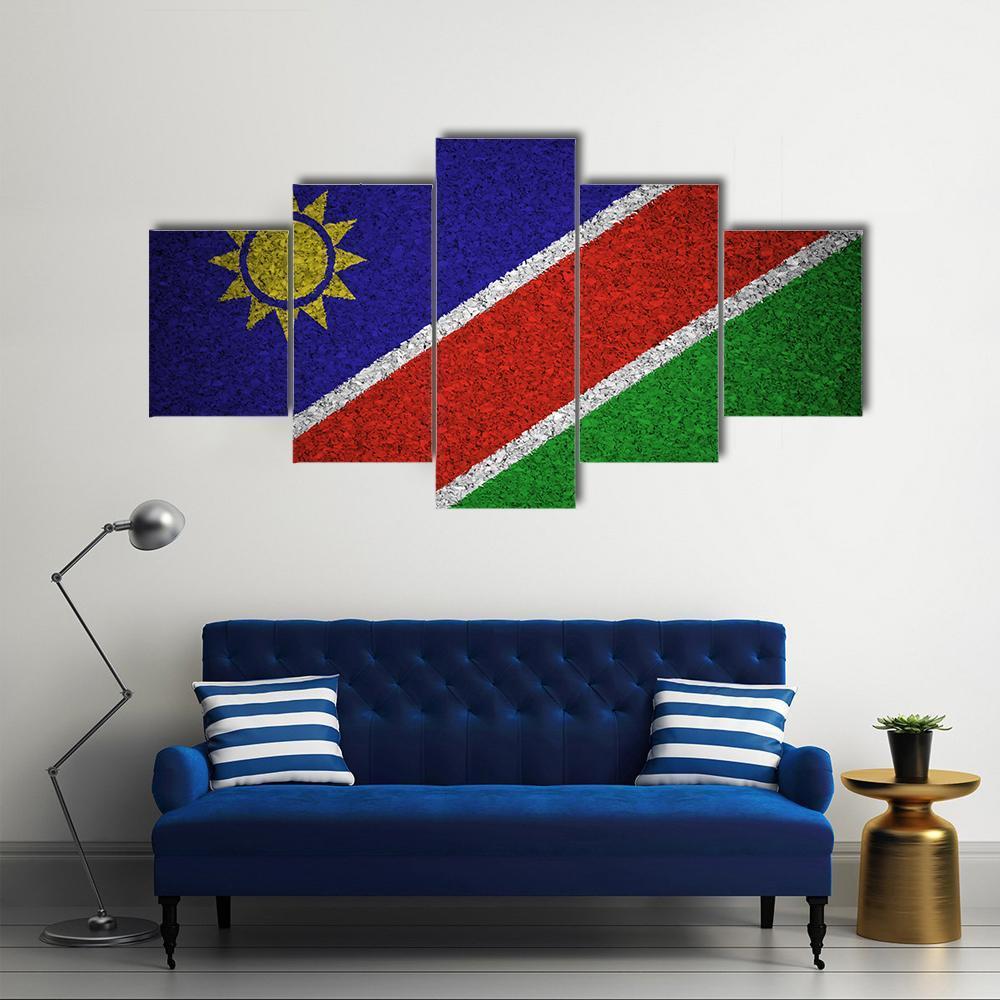 Flag Of Namibia Canvas Wall Art-5 Star-Gallery Wrap-62" x 32"-Tiaracle