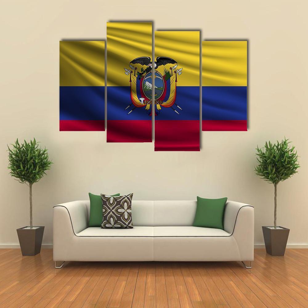 National Flag Of Ecuador Canvas Wall Art-4 Pop-Gallery Wrap-50" x 32"-Tiaracle