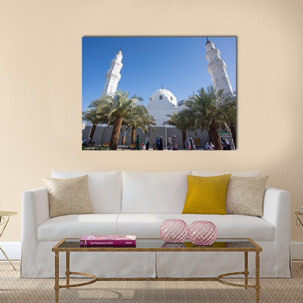 Quba Mosque Medinah Canvas Wall Art-1 Piece-Gallery Wrap-48" x 32"-Tiaracle