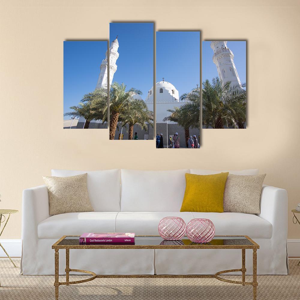 Quba Mosque Medinah Canvas Wall Art-4 Pop-Gallery Wrap-50" x 32"-Tiaracle