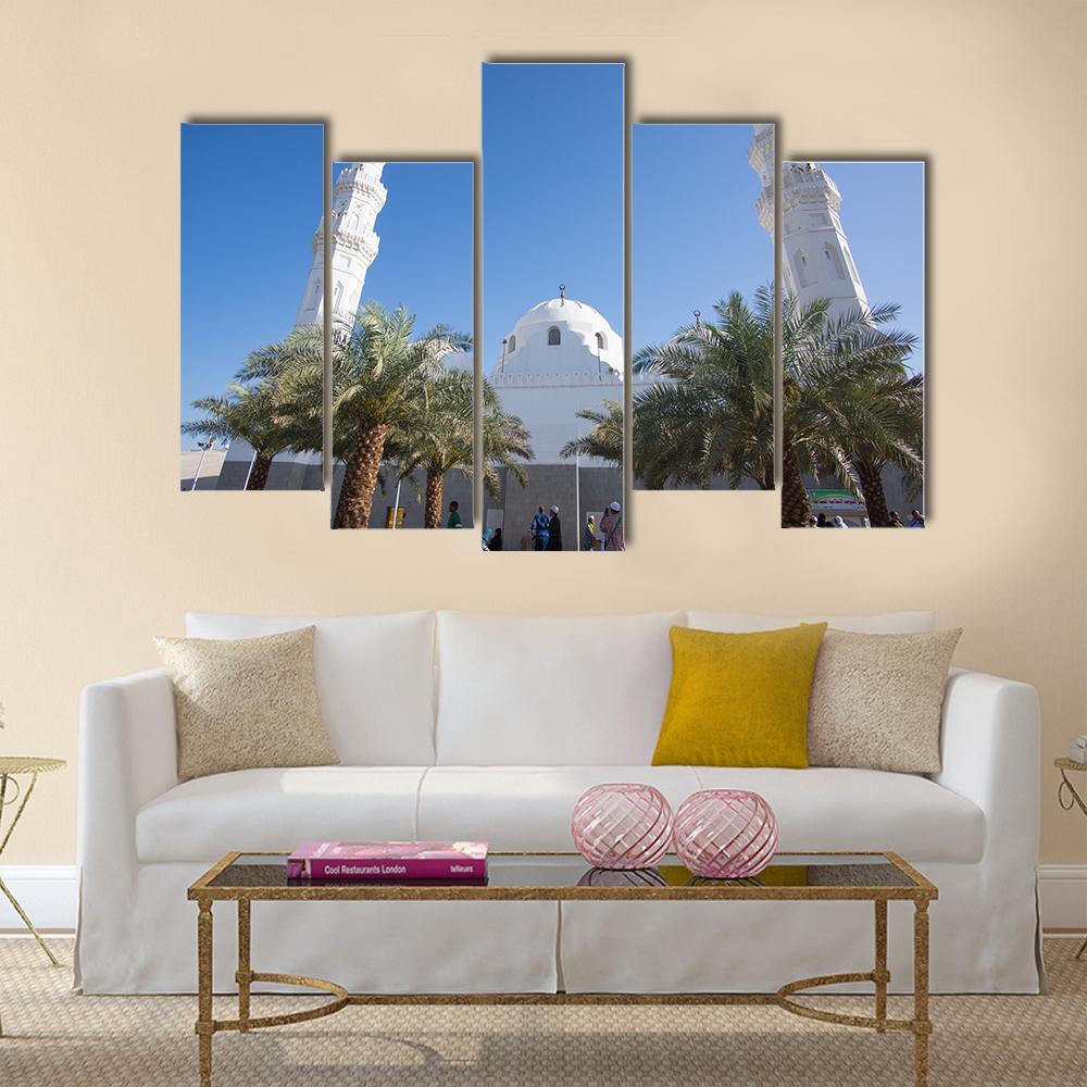 Quba Mosque Medinah Canvas Wall Art-5 Pop-Gallery Wrap-47" x 32"-Tiaracle