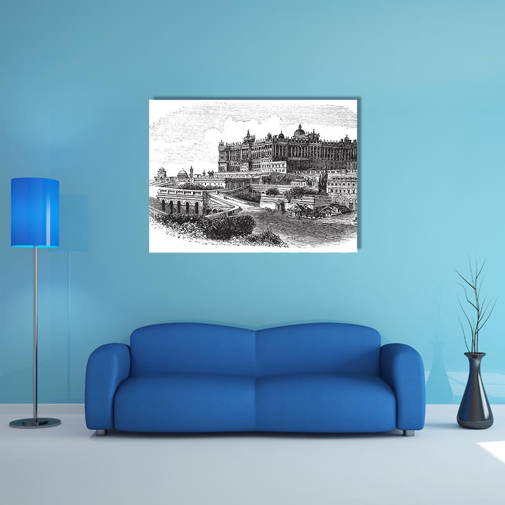 Royal Palace Of Madrid Canvas Wall Art-1 Piece-Gallery Wrap-48" x 32"-Tiaracle