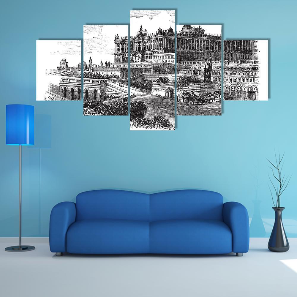 Royal Palace Of Madrid Canvas Wall Art-5 Star-Gallery Wrap-62" x 32"-Tiaracle