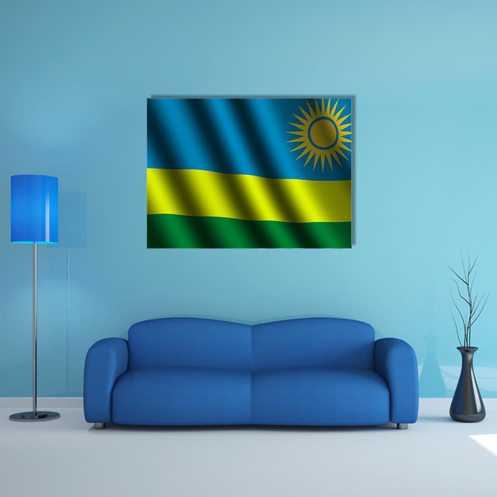 Waving Rwanda Flag Canvas Wall Art-1 Piece-Gallery Wrap-48" x 32"-Tiaracle