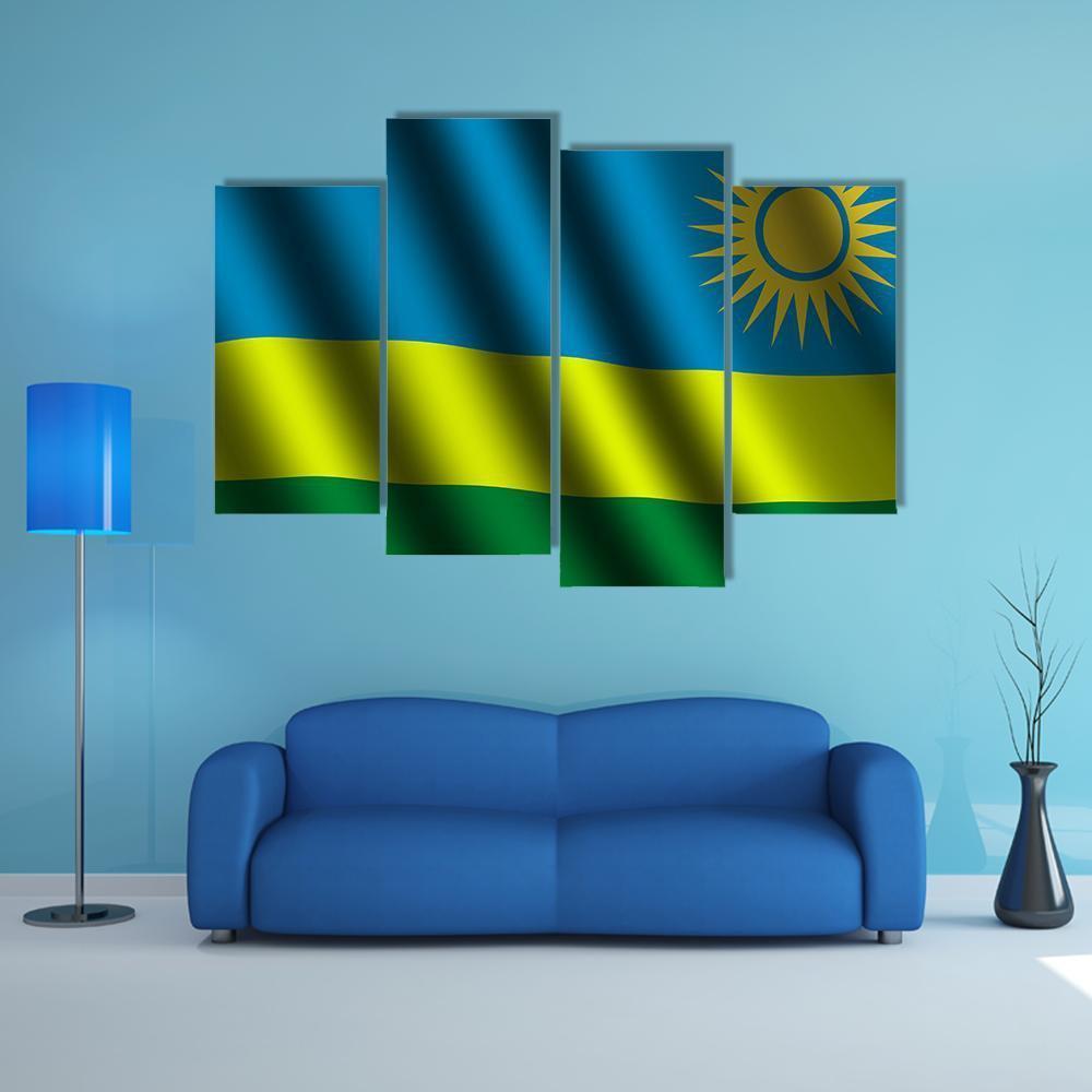 Waving Rwanda Flag Canvas Wall Art-4 Pop-Gallery Wrap-50" x 32"-Tiaracle