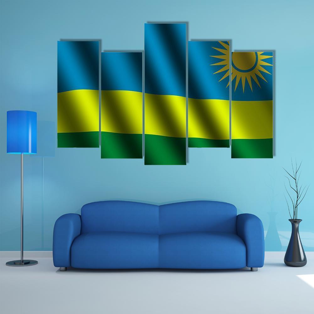 Waving Rwanda Flag Canvas Wall Art-5 Pop-Gallery Wrap-47" x 32"-Tiaracle