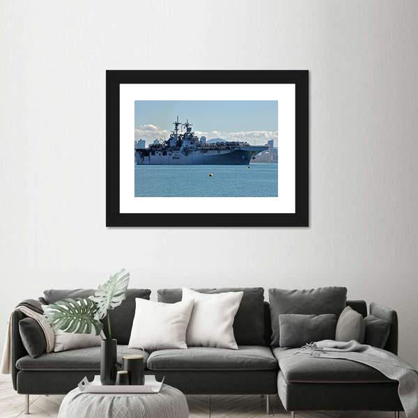 The USS Boxer Departing Canvas Wall Art-1 Piece-Framed Print-20" x 16"-Tiaracle