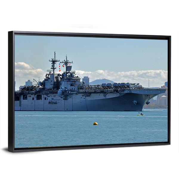 The USS Boxer Departing Canvas Wall Art-3 Horizontal-Gallery Wrap-25" x 16"-Tiaracle