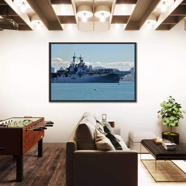 The USS Boxer Departing Canvas Wall Art-3 Horizontal-Gallery Wrap-25" x 16"-Tiaracle