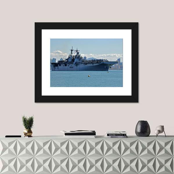 The USS Boxer Departing Canvas Wall Art-3 Horizontal-Gallery Wrap-25" x 16"-Tiaracle