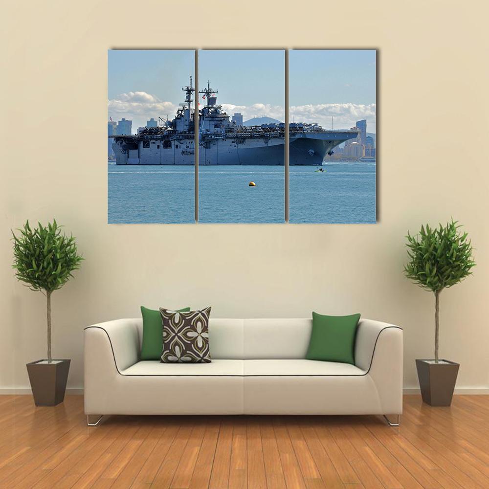 The USS Boxer Departing Canvas Wall Art-3 Horizontal-Gallery Wrap-37" x 24"-Tiaracle