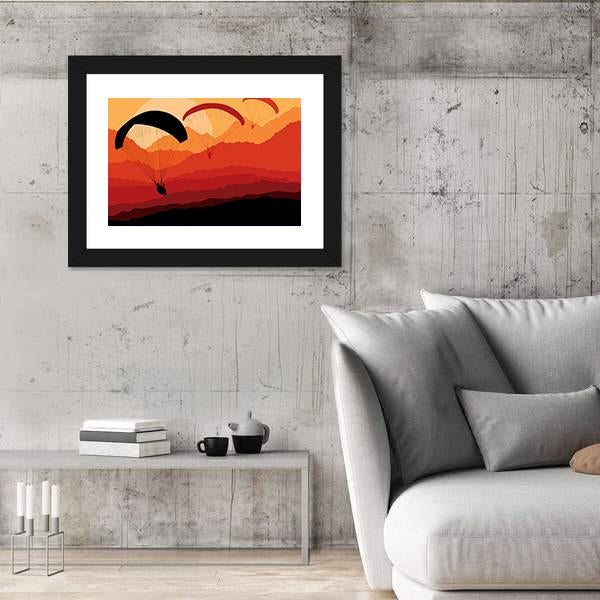 Three Paragliders Over Mountains Canvas Wall Art-3 Horizontal-Gallery Wrap-25" x 16"-Tiaracle