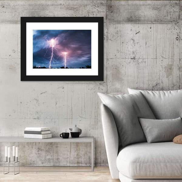 Thunder Lightning Canvas Wall Art-3 Horizontal-Gallery Wrap-25" x 16"-Tiaracle