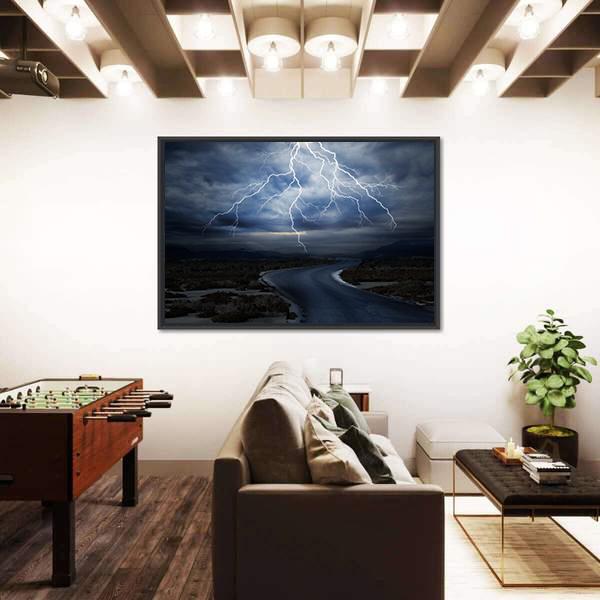 Thunderstorm Over Road Canvas Wall Art-3 Horizontal-Gallery Wrap-25" x 16"-Tiaracle