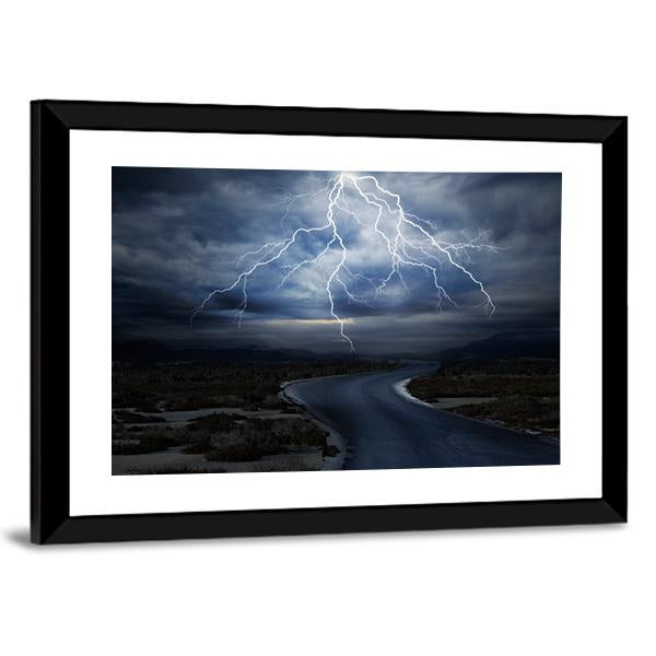 Thunderstorm Over Road Canvas Wall Art-3 Horizontal-Gallery Wrap-25" x 16"-Tiaracle