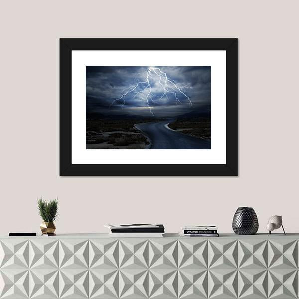 Thunderstorm Over Road Canvas Wall Art-3 Horizontal-Gallery Wrap-25" x 16"-Tiaracle