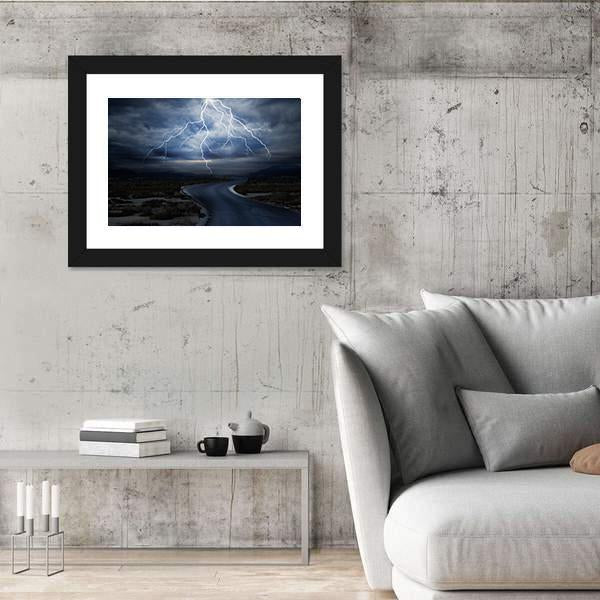 Thunderstorm Over Road Canvas Wall Art-3 Horizontal-Gallery Wrap-25" x 16"-Tiaracle