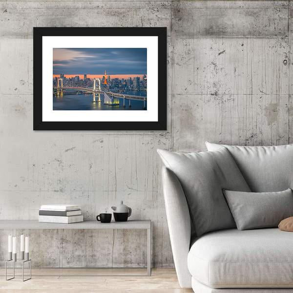 Tokyo Rainbow Bridge Canvas Wall Art-3 Horizontal-Gallery Wrap-25" x 16"-Tiaracle