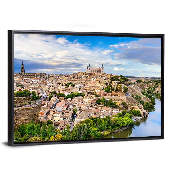 Toledo Old Town City Skyline Canvas Wall Art-3 Horizontal-Gallery Wrap-25" x 16"-Tiaracle