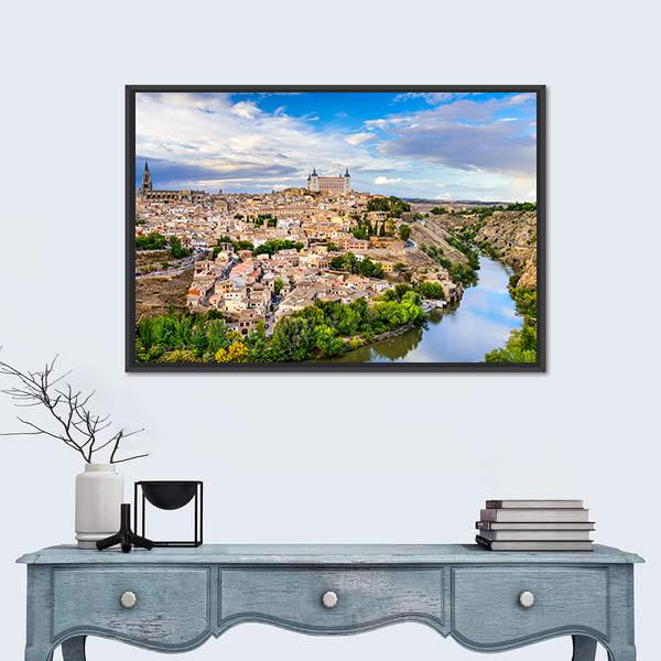 Toledo Old Town City Skyline Canvas Wall Art-3 Horizontal-Gallery Wrap-25" x 16"-Tiaracle