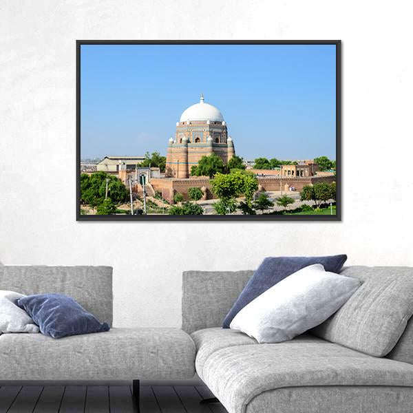 Shah Rukn-E-Alam Pakistan Canvas Wall Art-1 Piece-Floating Frame-24" x 16"-Tiaracle