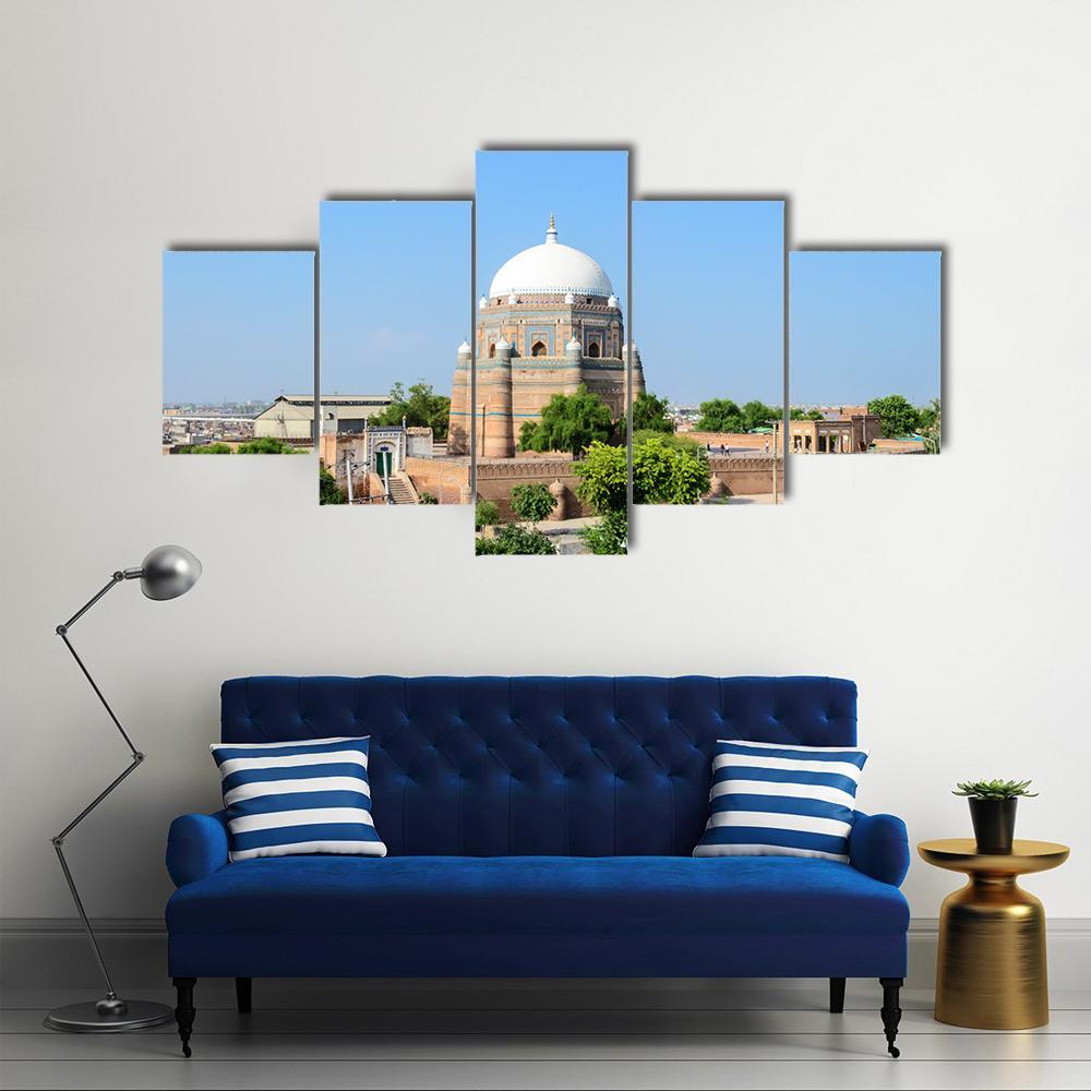 Shah Rukn-E-Alam Pakistan Canvas Wall Art-5 Star-Gallery Wrap-62" x 32"-Tiaracle