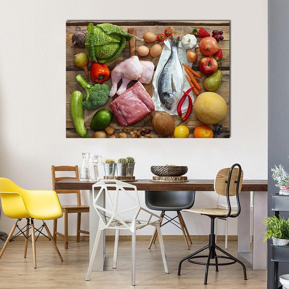 Various Paleo Diet Canvas Wall Art-1 Piece-Gallery Wrap-48" x 32"-Tiaracle