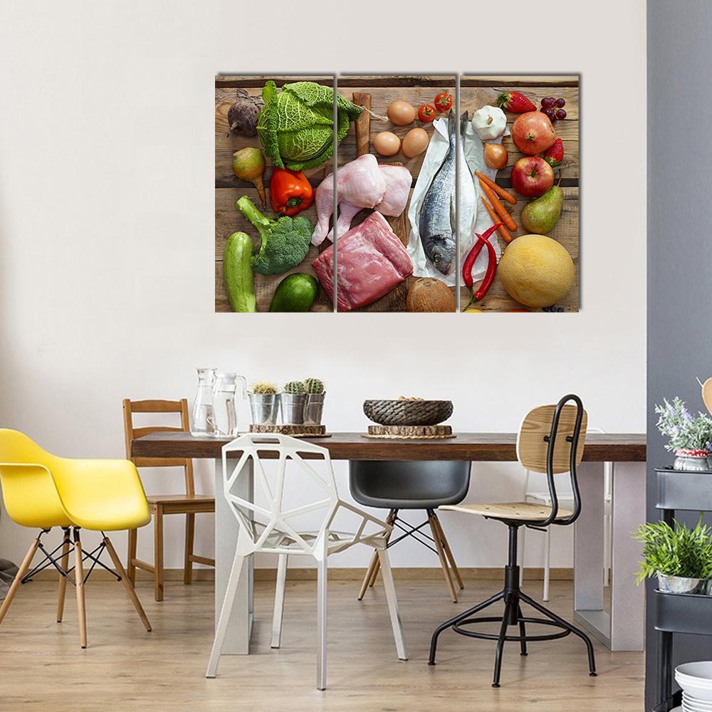 Various Paleo Diet Canvas Wall Art-3 Horizontal-Gallery Wrap-37" x 24"-Tiaracle