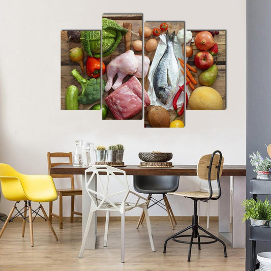 Various Paleo Diet Canvas Wall Art-4 Pop-Gallery Wrap-50" x 32"-Tiaracle