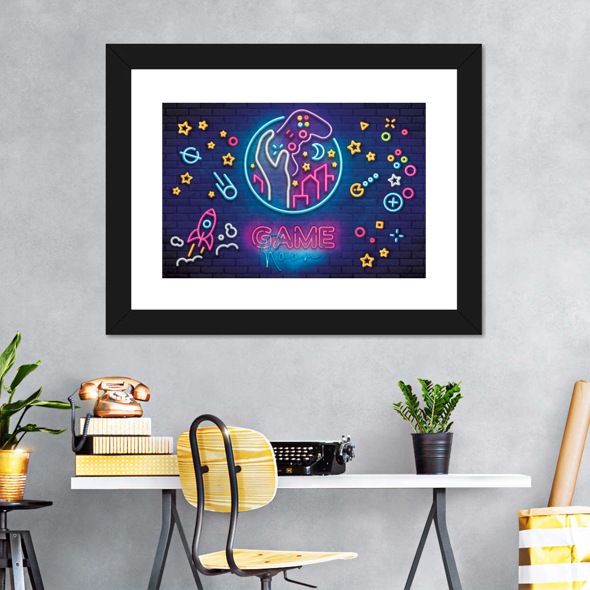 Spielzimmer Neonsymbole Wandkunst