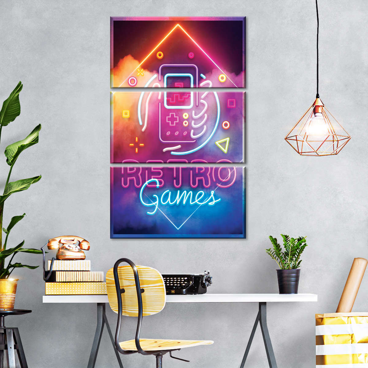 ریٹرو گیمز نیین لائٹ وال آرٹ