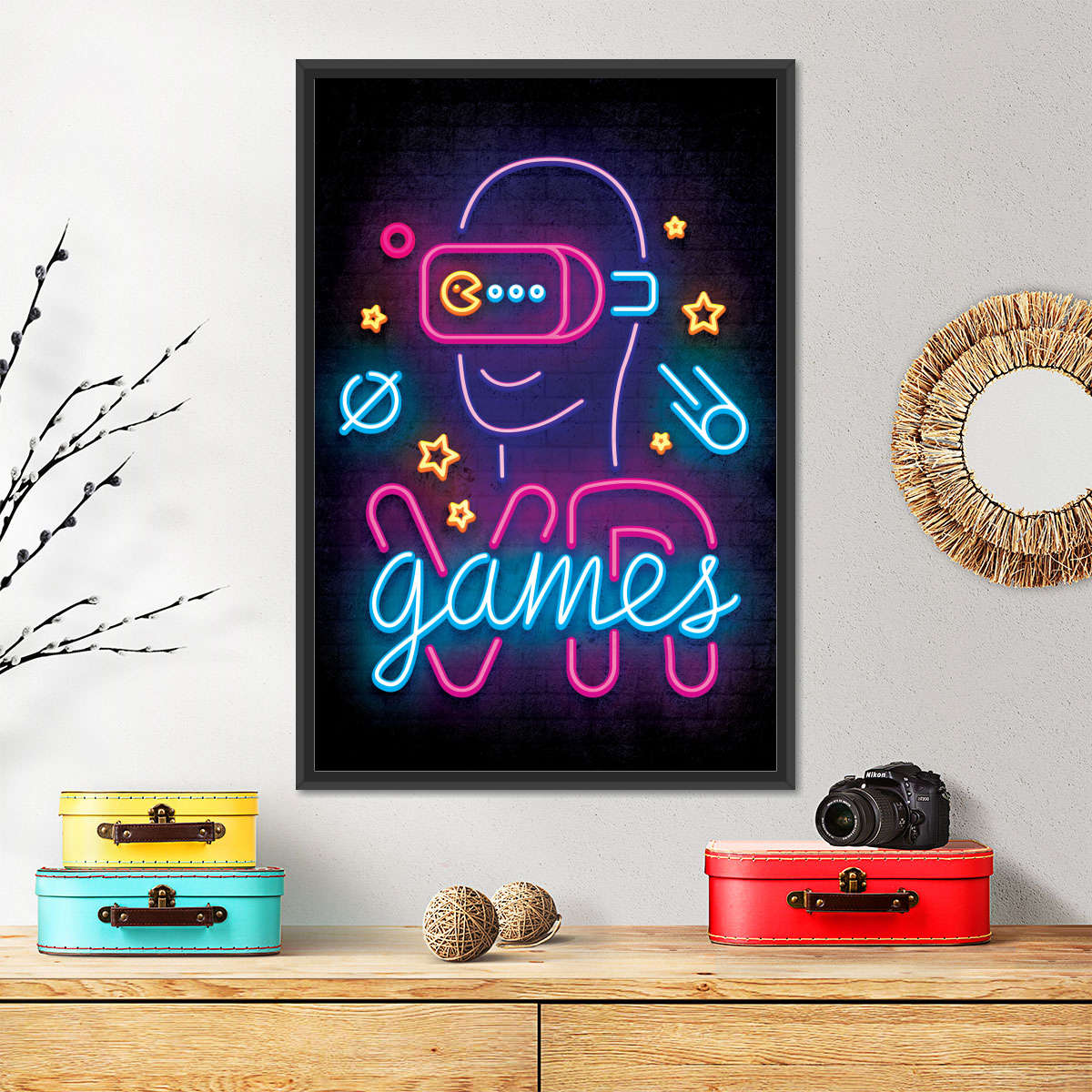 نیون وی آر گیمز وال آرٹ