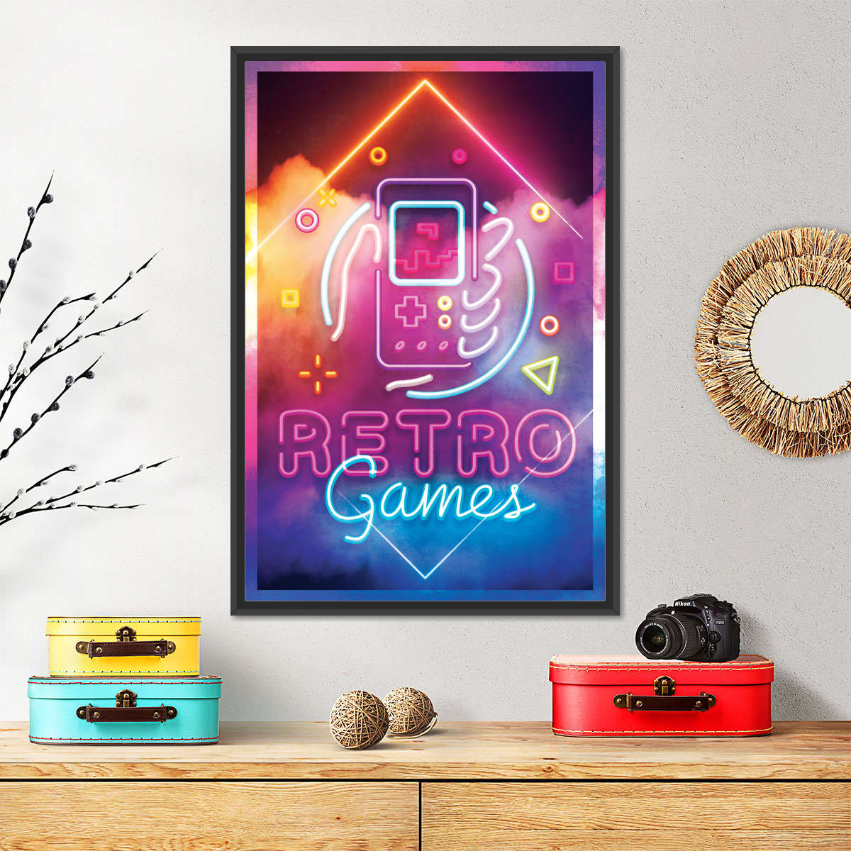 ریٹرو گیمز نیین لائٹ وال آرٹ