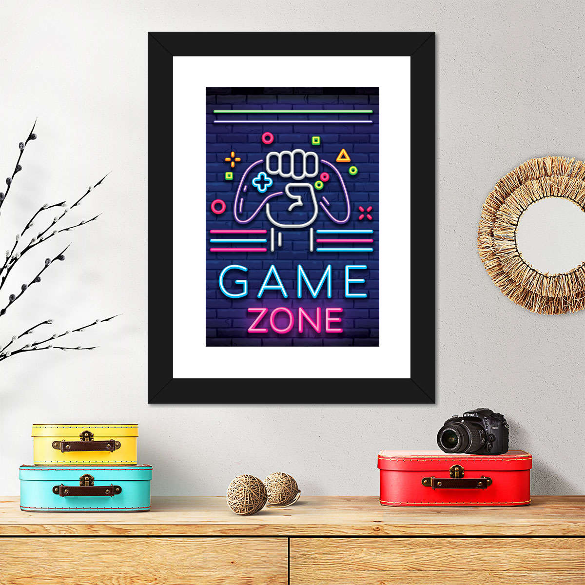 Neon -Spielzone Wandkunst